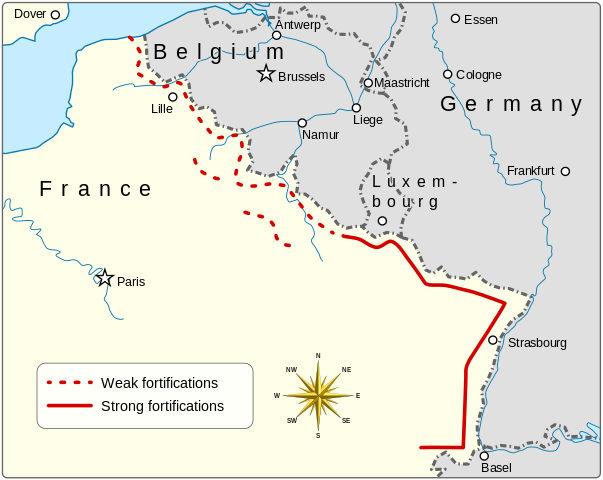 A map of the Maginot Line after WWI